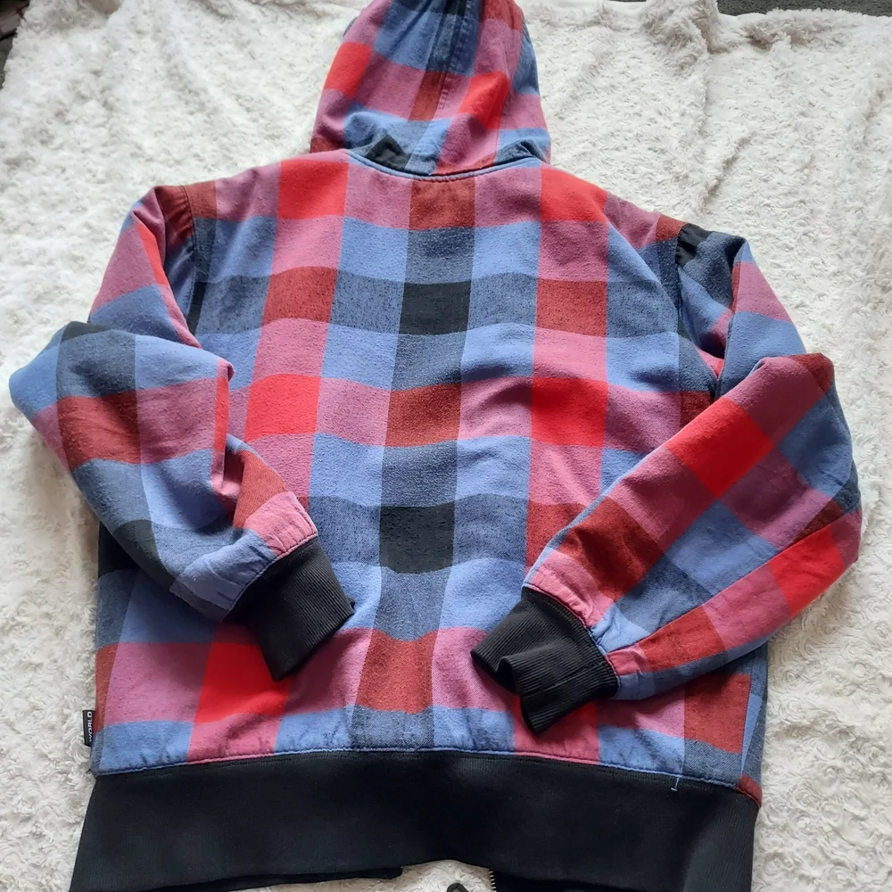 Y2K Checkered Plaid Flannel Hooded Sherpa Lined Jacket Skater Streetwear